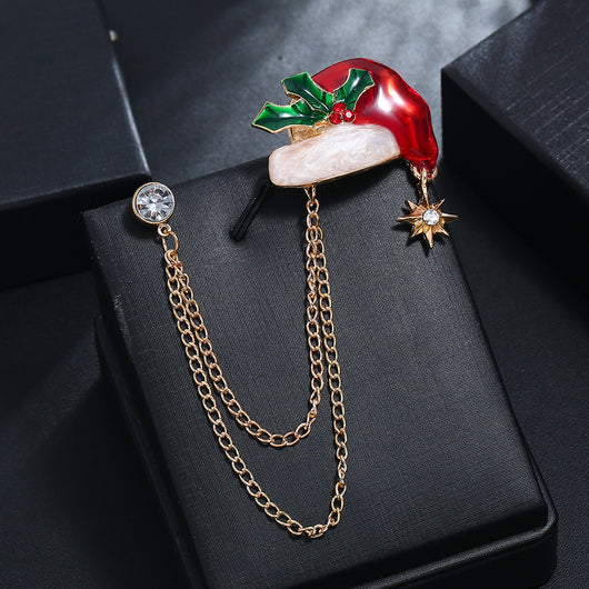 Gorro Navideño Infantil con Broche de Cadena Doble y Diamantes - Image 5