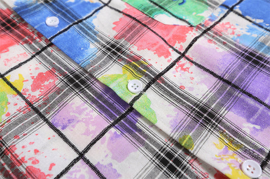 Camisa Manga Corta Tie Dye Cuadros para Hombre - Image 9