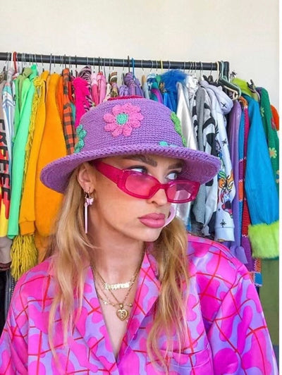 Sombrero Pescador Tejido con Flores para Mujer - Estilo Japonés Versátil - Image 9