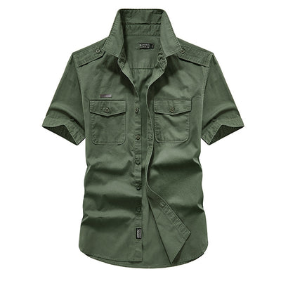 Camisa de Algodón Puro para Hombre - Manga Tres Cuartos Casual Outdoor - Image 4