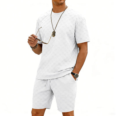 Conjunto de Playera y Shorts Casuales a Cuadros para Hombre - Image 20