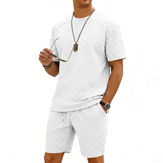 Conjunto de Playera y Shorts Casuales a Cuadros para Hombre - Image 20