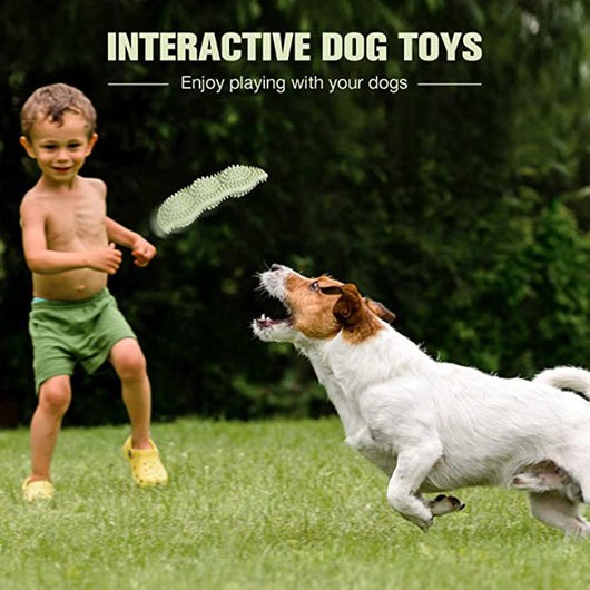 Light green pea pod shaped dog chew toy with textured nubs for teeth cleaning and bite resistance. - Image 5