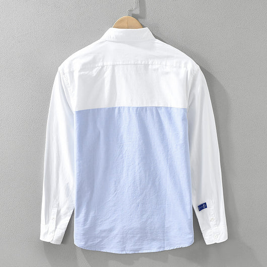 Camisa Patchwork de Manga Larga para Hombre - Image 2