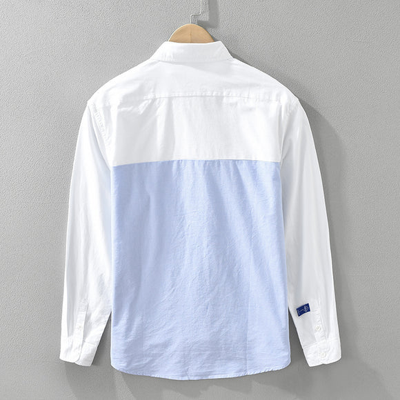 Camisa Patchwork de Manga Larga para Hombre