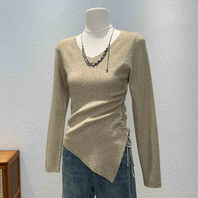 Blusa Ajustada de Manga Larga con Pliegues y Abertura Lateral - Image 4