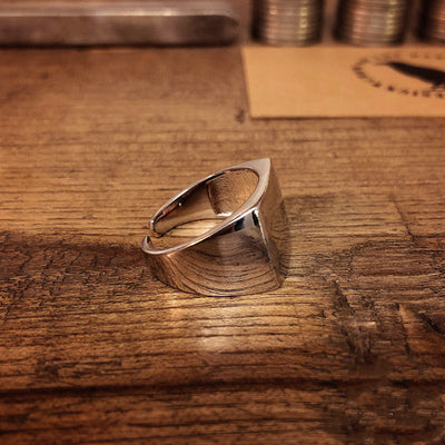 Anillo de Plata 925 Cuadrado Ajustable Acabado Brillante Versión Ancha