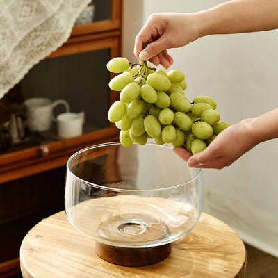 Mesa de Centro de Vidrio con Frutero Alto - Diseño Moderno para Sala de Estar