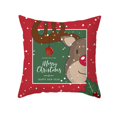 Funda de Almohada Navideña con Diseño de Dibujos Animados en Tela Melocotón - Image 14