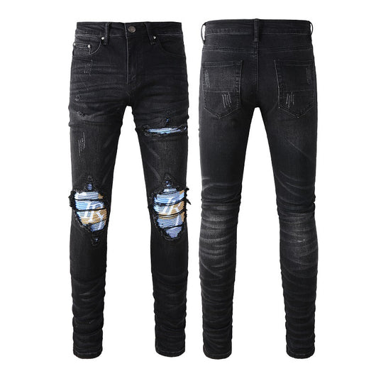 Jeans para Hombre con Parches de Letra Estilo Calle Americana - Image 5