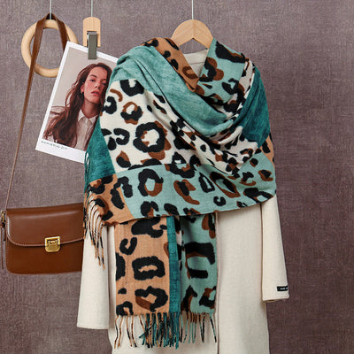 Bufanda Duplex de Cachemira Suave con Estampado Reversible - Image 7