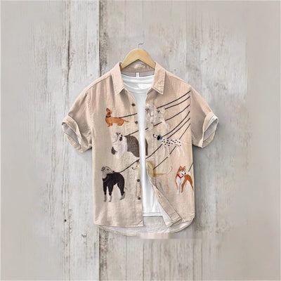 Camisa Casual Holgada para Hombre con Estampado y Botones
