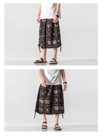 Pantalones Cortos Holgados Estilo Chino con Estampado Floral y Elefante - Image 21