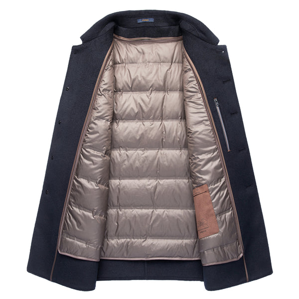 Abrigo de Lana Reversible con Solapa para Hombre Maduro