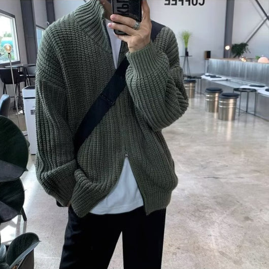 Suéter Cuello Alto Medio Hombre Primavera Otoño Estilo Relajado Color Sólido - Image 13