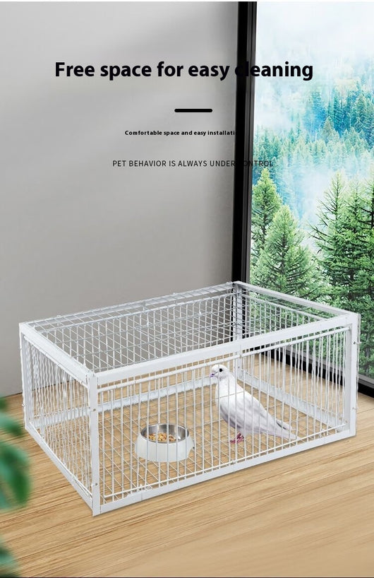 White wire pigeon cage with two side entrances and a skylight, measuring 60x40x26 cm with 2cm wire spacing. - Image 23