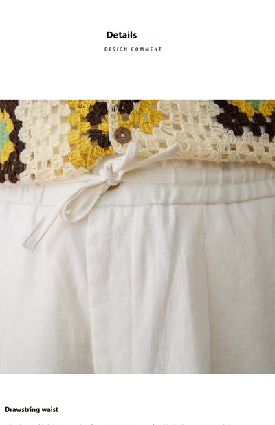 Pantalones de Lino Sueltos Cintura Alta con Cordones - Image 7