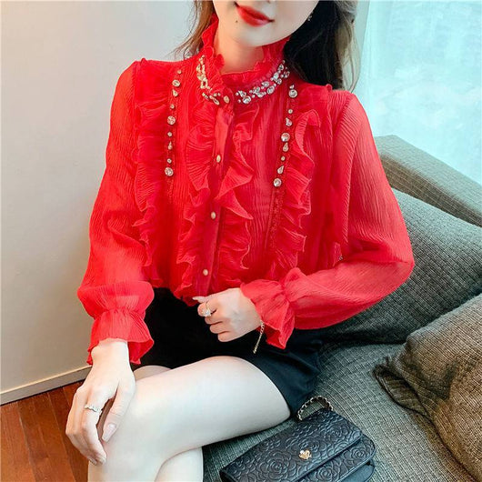 Blusa de Gasa Elegante con Borde Texturizado - Diseño Puro y Sofisticado - Image 2