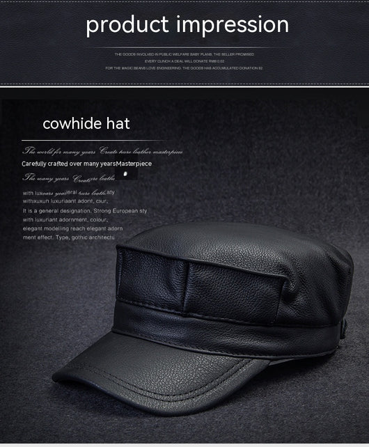 Gorra Octagonal de Cuero Genuino para Hombre - Otoño e Invierno - Image 11