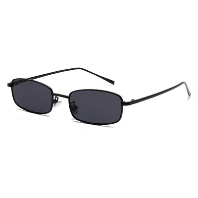 Retro gold metal frame sunglasses with light brown rectangular lenses, displayed on a white surface. - Image 7