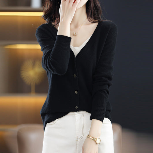 Cardigan Largo de Lana Pura para Mujer - Estilo Casual Versátil