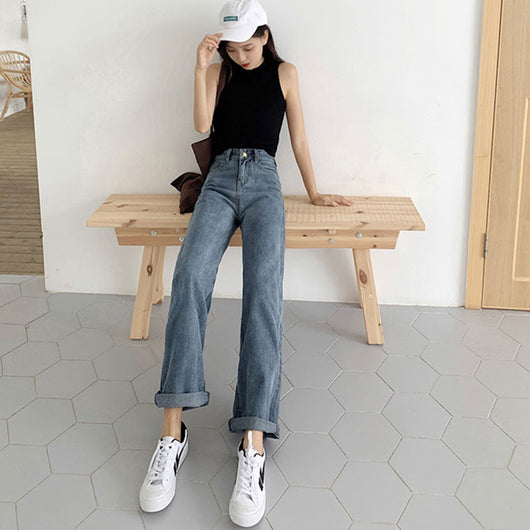 Pantalones Jeans Talle Alto Mujer Pierna Ancha Efecto Adelgazante - Image 9