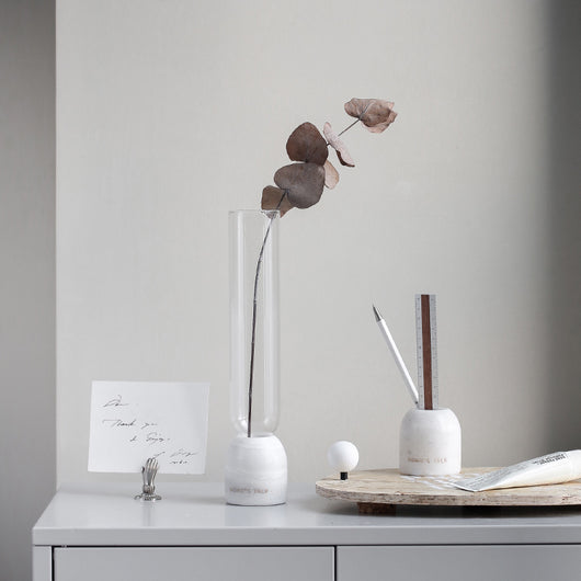Florero de Vidrio Transparente con Base de Mármol - Diseño Moderno Minimalista - Image 5