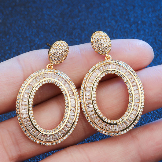 Aretes Redondos de Moda con Piedras de Cristal Incrustadas - Image 12