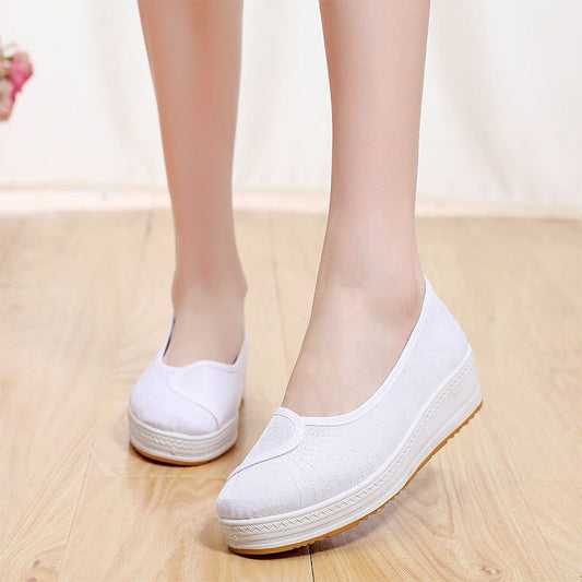 Zapatos Blancos de Enfermería para Mujer con Suela Gruesa y Acolchonada