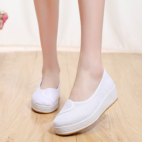 Zapatos Blancos de Enfermería para Mujer con Suela Gruesa y Acolchonada