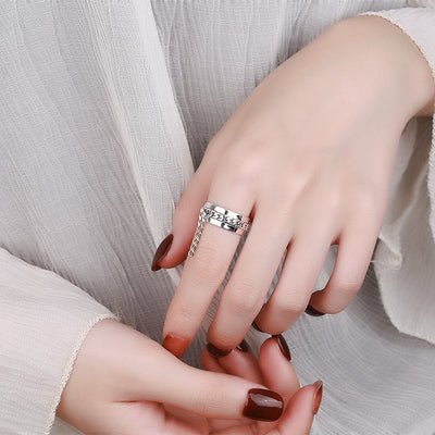 Anillo de Plata 925 Coreano con Borla y Cadena Ajustable para Dedo Índice - Image 2