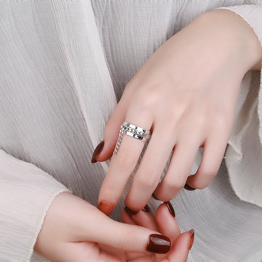 Anillo de Plata 925 Coreano con Borla y Cadena Ajustable para Dedo Índice - Image 2