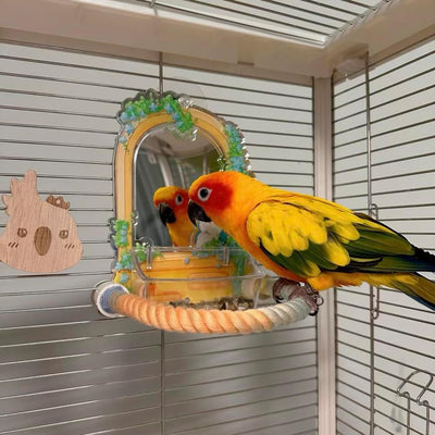 Bright green 150cm spiral rope bird perch with a metal clip, designed for climbing and perching in bird cages. - Image 9