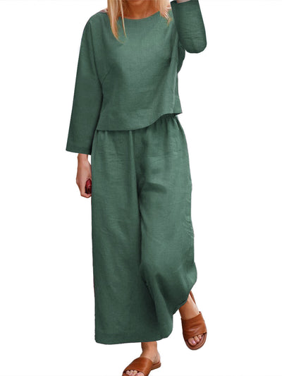 Conjunto de Dos Piezas: Blusa Suelta y Pantalón Tres Cuartos - Image 6