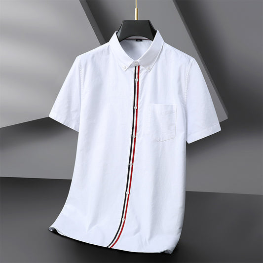 Camisa Oxford Casual a Rayas con Contraste de Colores para Hombre