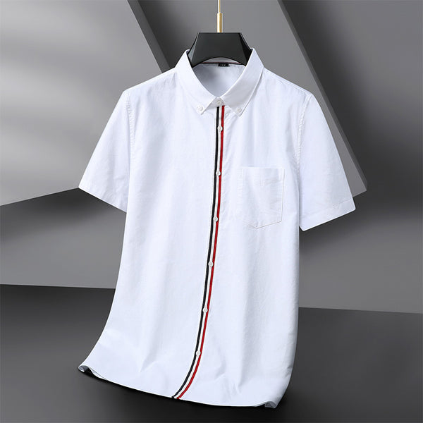 Camisa Oxford Casual a Rayas con Contraste de Colores para Hombre