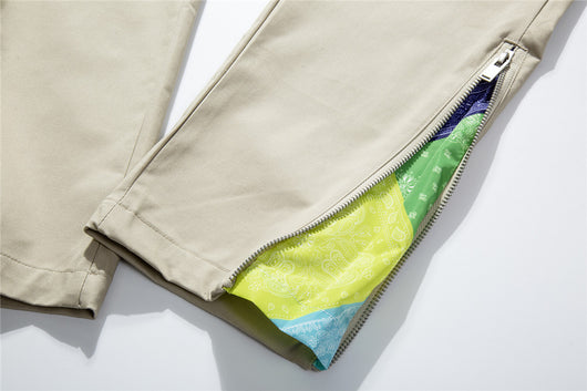 Pantalones Cargo Rectos con Múltiples Bolsillos Estampado Floral Cashew para Hombre - Image 8