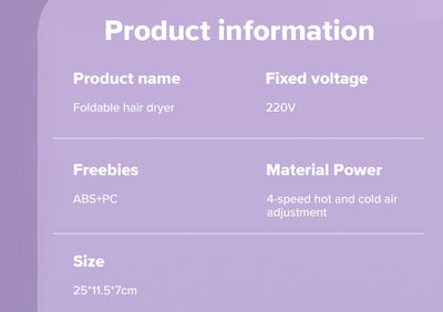 Secador de Cabello Plegable Iónico Mini Portátil Silencioso - Image 13