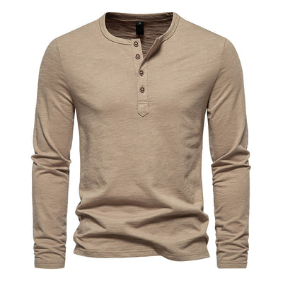 Camiseta Manga Larga Hombre Bambú Algodón Cuello Henley Botones - Image 5