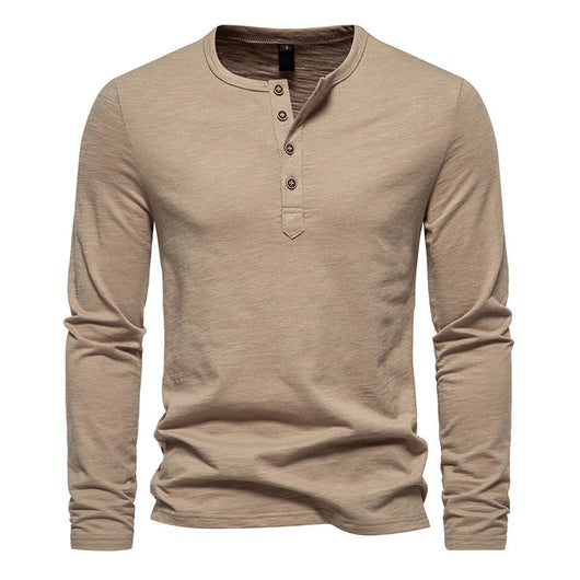 Camiseta Manga Larga Hombre Bambú Algodón Cuello Henley Botones - Image 5