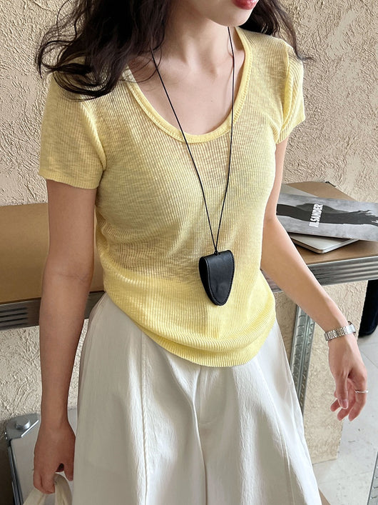 Camiseta Ajustada de Verano para Mujer - Cuello Redondo, Manga Corta y Cintura Definida - Image 25