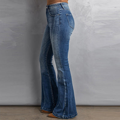 Pantalones Vaqueros de Tiro Alto Slim Fit Pierna Ancha Lavados - Image 9
