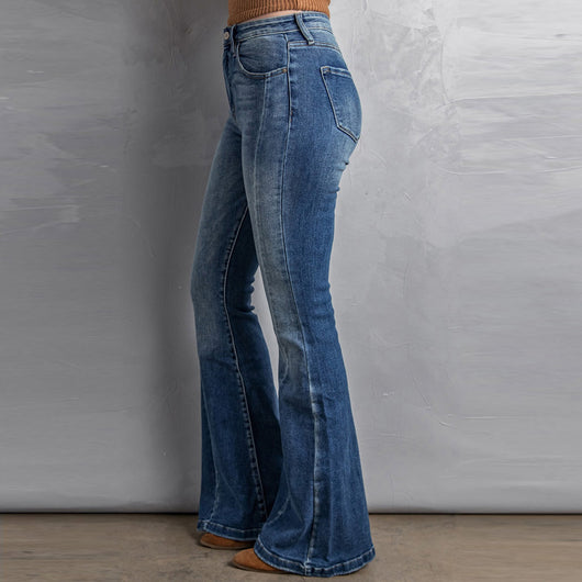 Pantalones Vaqueros de Tiro Alto Slim Fit Pierna Ancha Lavados - Image 9