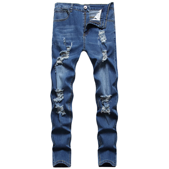 Calça Jeans Masculina Slim Fit Branca Rasgada - Design Moderno Fosco