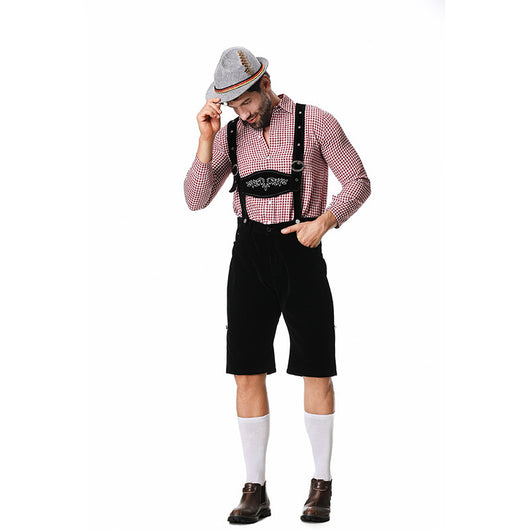 Traje Tradicional Bávaro para Festivales - Conjunto de 3 Piezas con Sombrero y Camisa Cuadriculada - Image 2