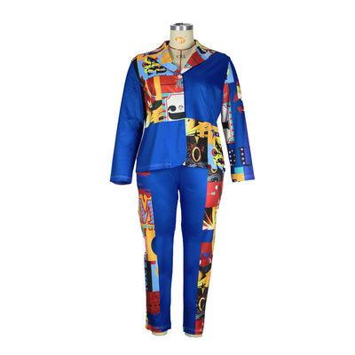 Conjunto Elegante de Camisa y Pantalón con Estampado Posicional - Image 5