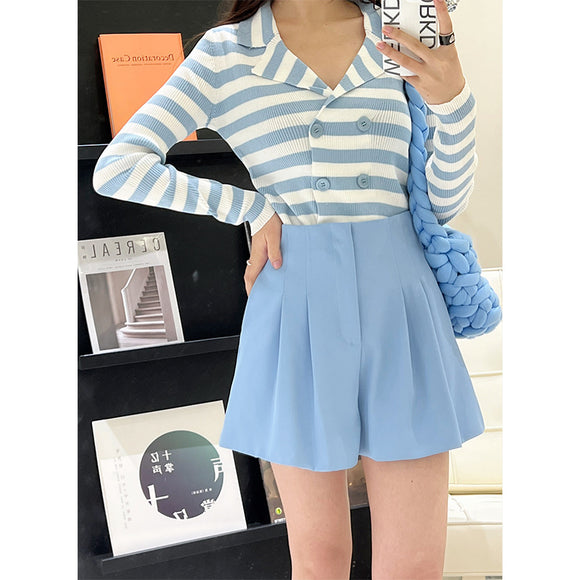 Shorts Palazzo de Cintura Alta con Pliegues para Mujer