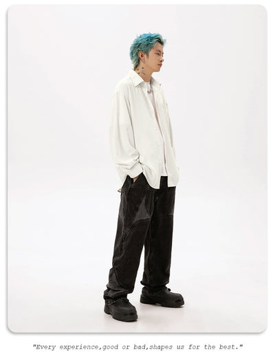 Camisa Larga Drapeada Estilo Japonés para Hombre - Image 17