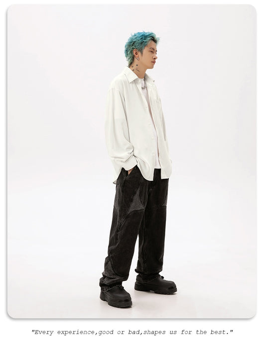 Camisa Larga Drapeada Estilo Japonés para Hombre - Image 17