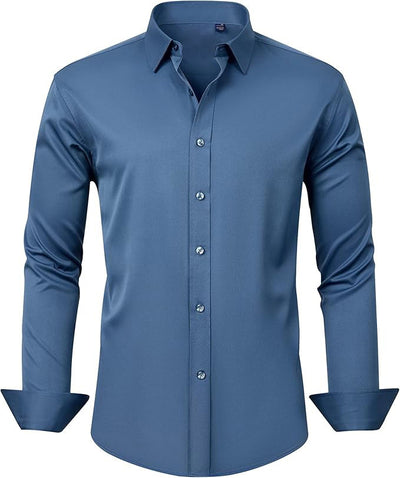 Camisa Elástica de Talla Grande para Hombre de Manga Larga - Image 24